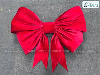[Order 3 - 4 ngày] Nơ đỏ vải nhung xịn 4 cánh cỡ lớn [Đứng form - Nhiều cỡ] PK-NO-10